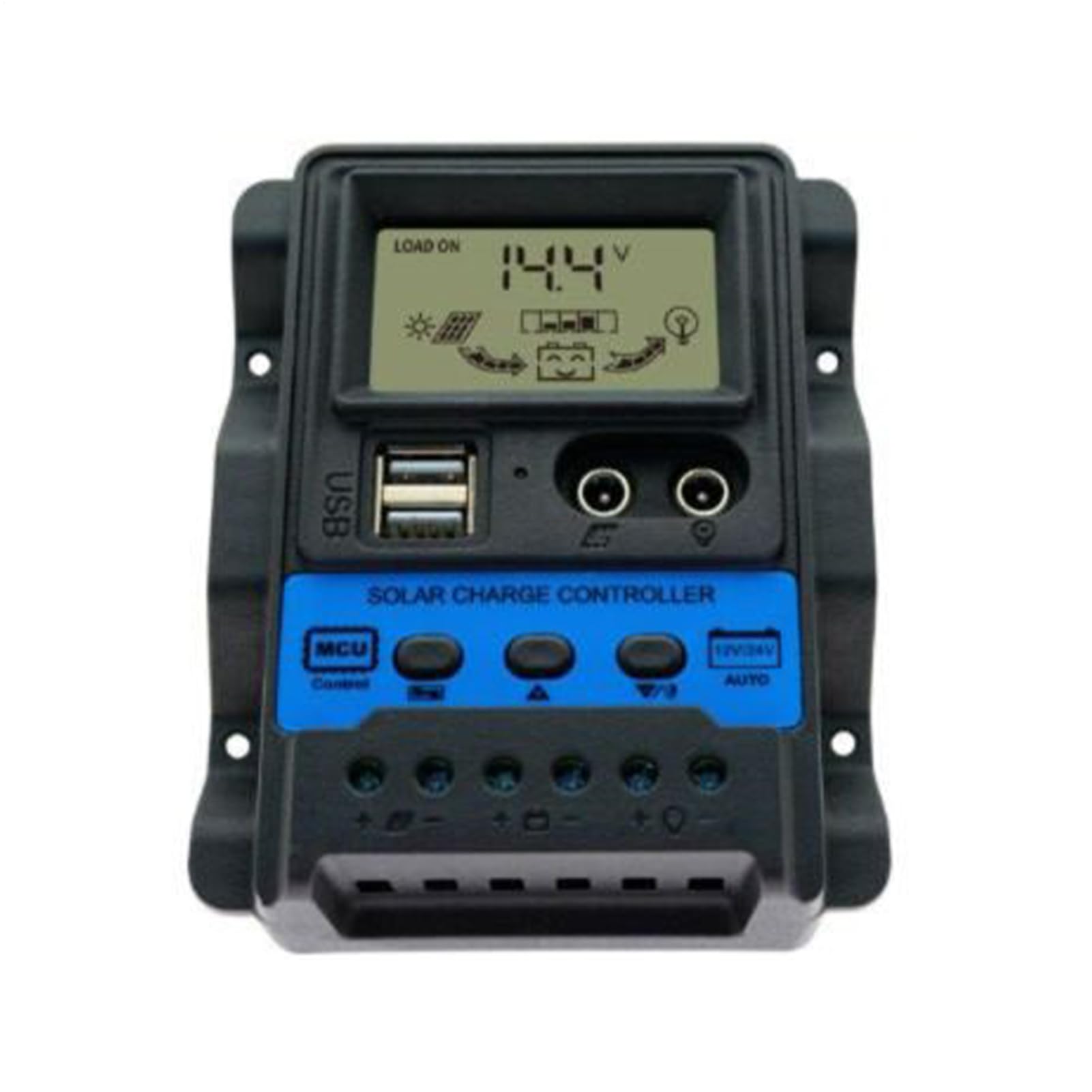 Controlador de cargador de batería solar de 30A 12V 24V USB dual para placas solares en tejados