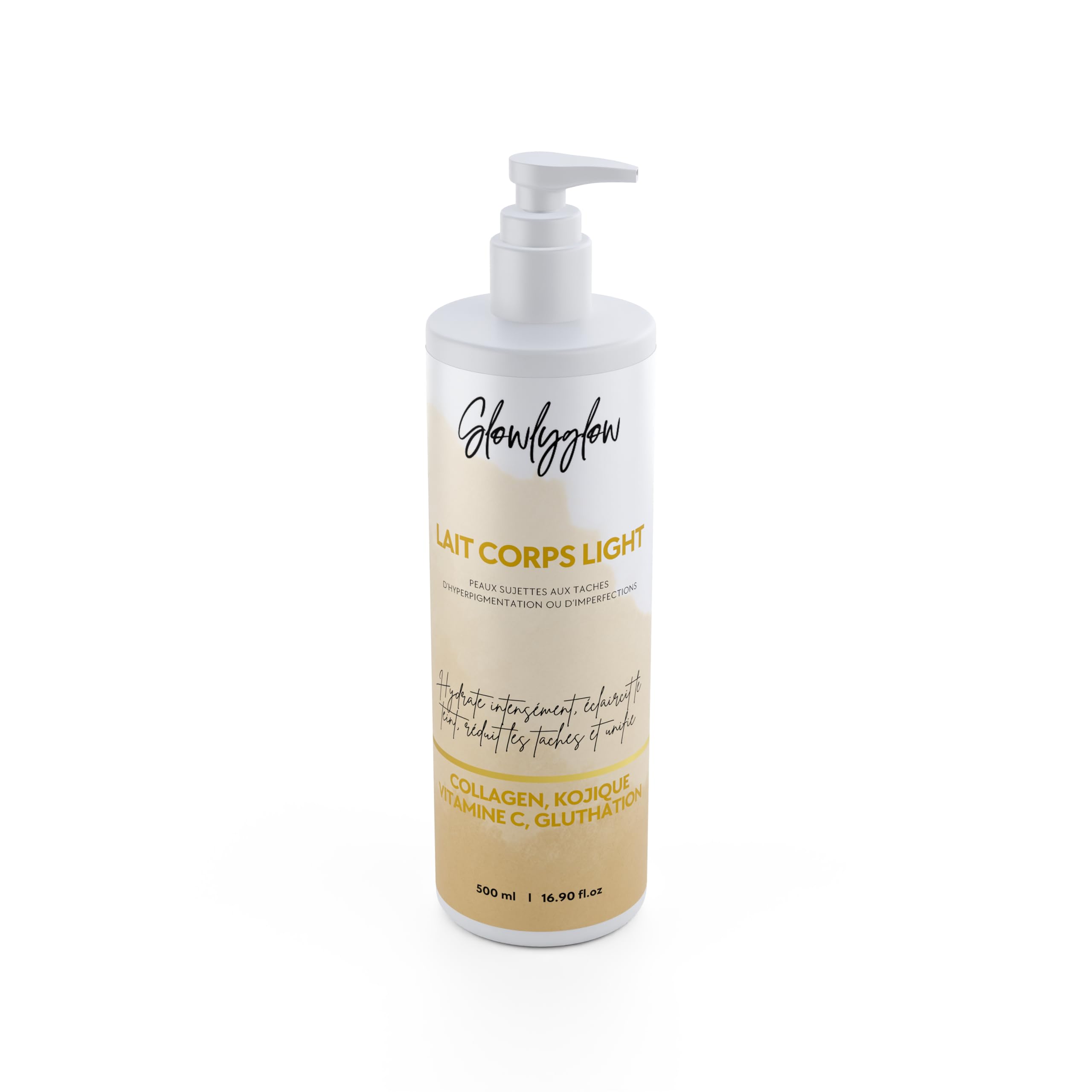Lait Corps Light – Lait Éclaircissant 500 ml – Glutathion, Vitamine C, Acide Kojique & Niacinamide – Hydratant Corps, Anti-taches, Teint Lumineux & Uniformisé