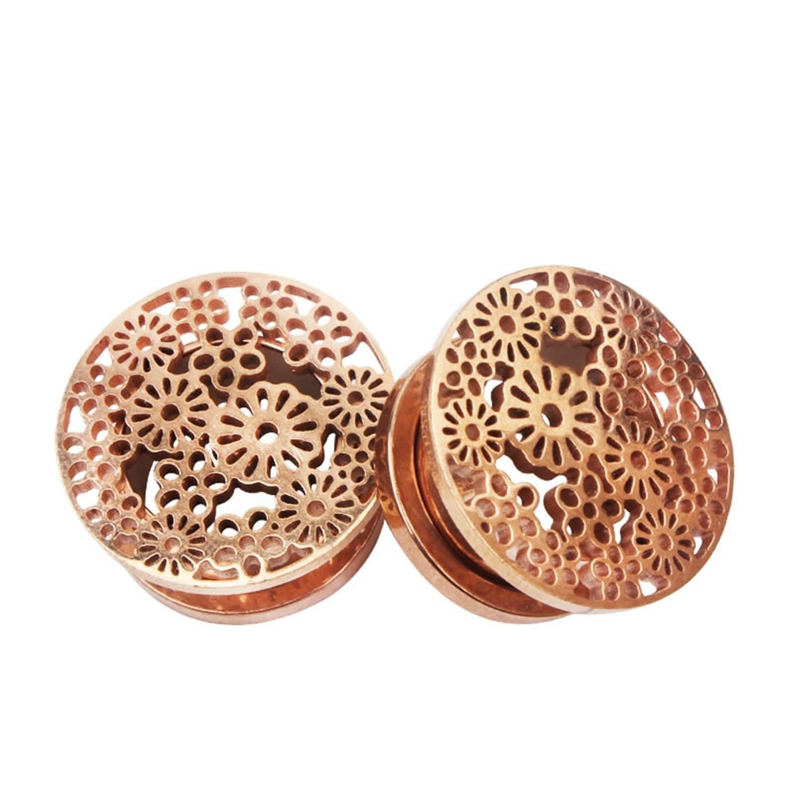 Daesar Ohr Plug 6-16MM, Piercing Tunnel Edelstahl Blume mit Schraubverschluss Ohr Expander Set Tunnel Ohrringe