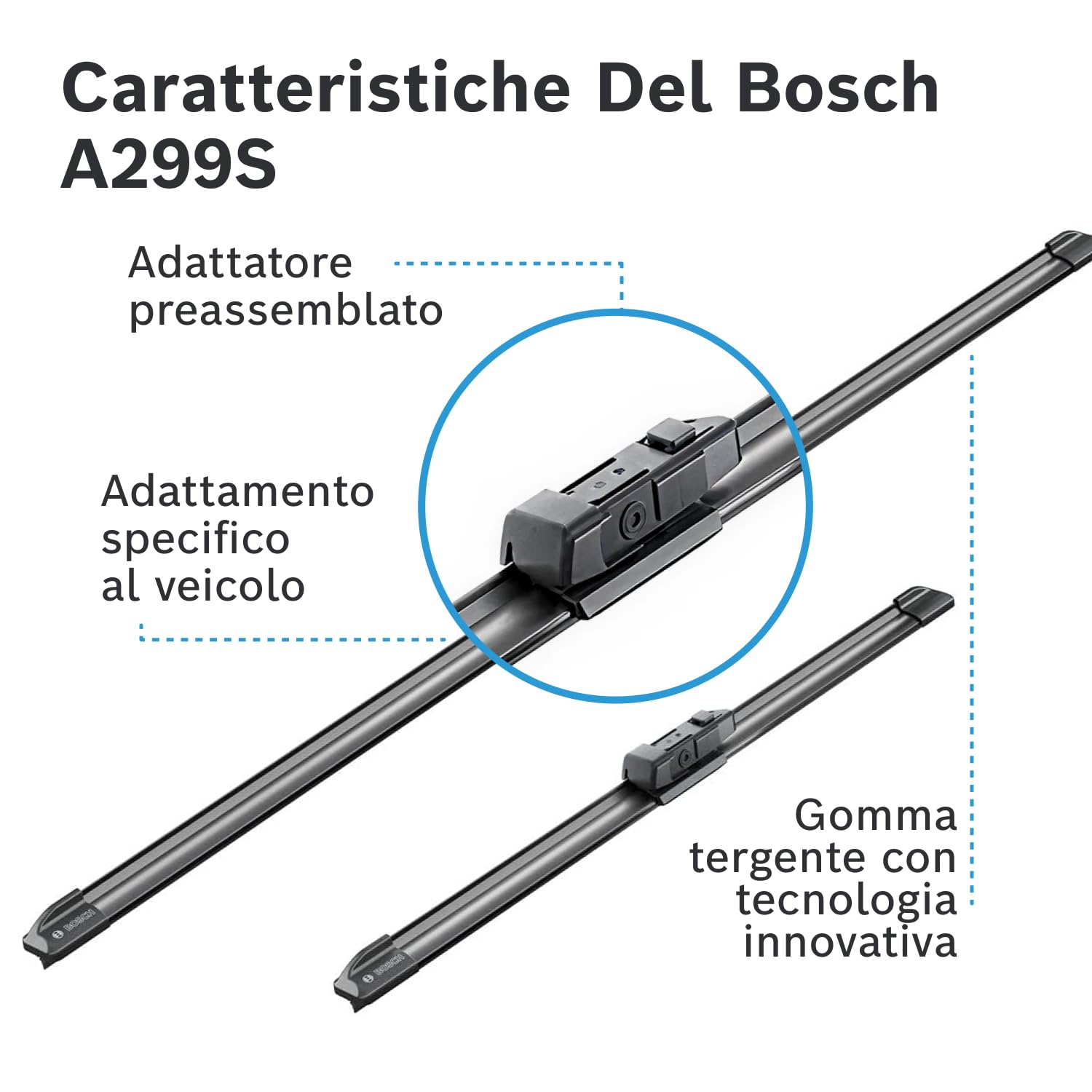 Bosch Aerotwin Aerotwin AR653S Tergicristallo Anteriore, 1 Tergicristallo di Ricambio, con Adattatore Preassemblato, 600 mm / 340 mm
