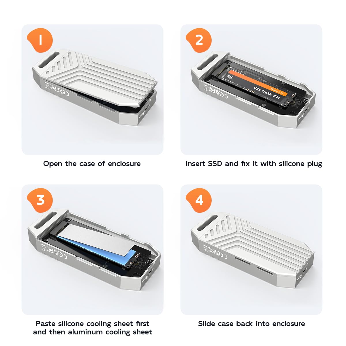 MAIWO Alloggiamento SSD M.2 NVMe con ventola di raffreddamento USB4 40Gbps con UASP Trim, capacità 8 TB, senza attrezzi, compatibile con Thunderbolt3/4 USB3.0/2.0