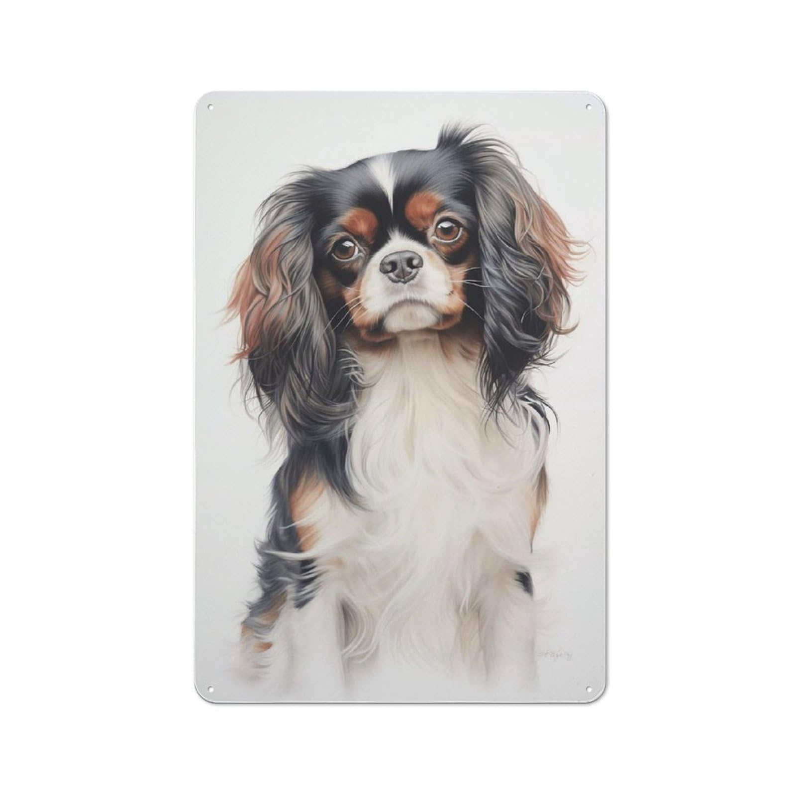 Junmoney Toy Spaniel Portrait Rustic Metal Plaque 30X20cm For Dining Room Or Kitchen, A Housewarming Gift For Dining Room Decor Fans