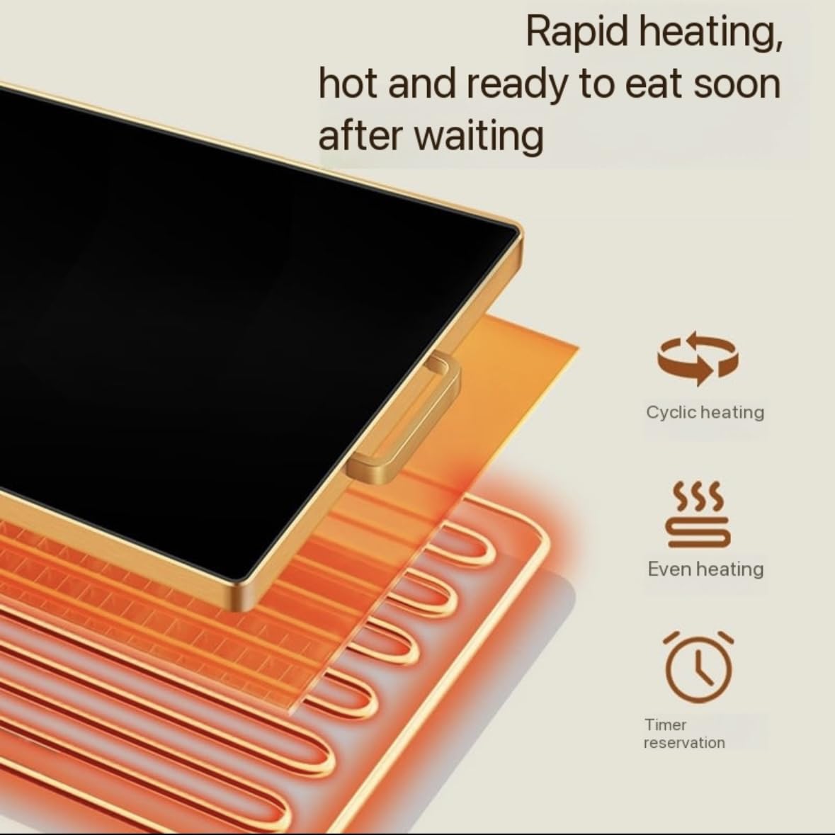 Vassoio riscaldante elettrico per alimenti, riscaldamento su tutta la superficie, con termostato regolabile e modalità di temperatura multiple