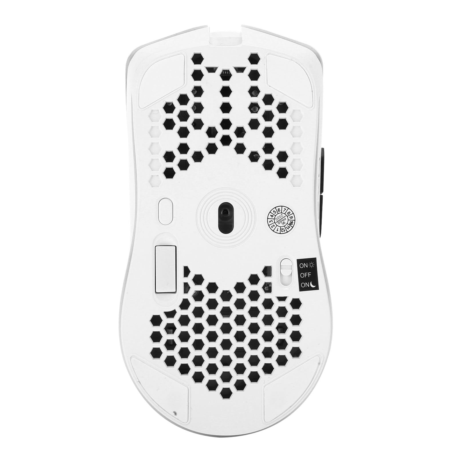Dilwe Mouse da Gioco Wireless T66, Mouse RGB 6 Pulsanti Proggrammabili, Sensore Ottico 3600 DPI, Struttura Nido d'Ape, Disegno Ergonomico, Batteria al Litio Ricaricabile(Bianca)