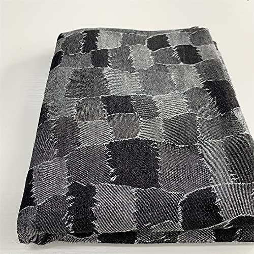 NIANTONG Tissu Denim au mètre Tissus en Coton Jean lavé Jacquard pour Couture Treillis de Patch 170 cm Large Le Bricolage, la décoration intérieure...
