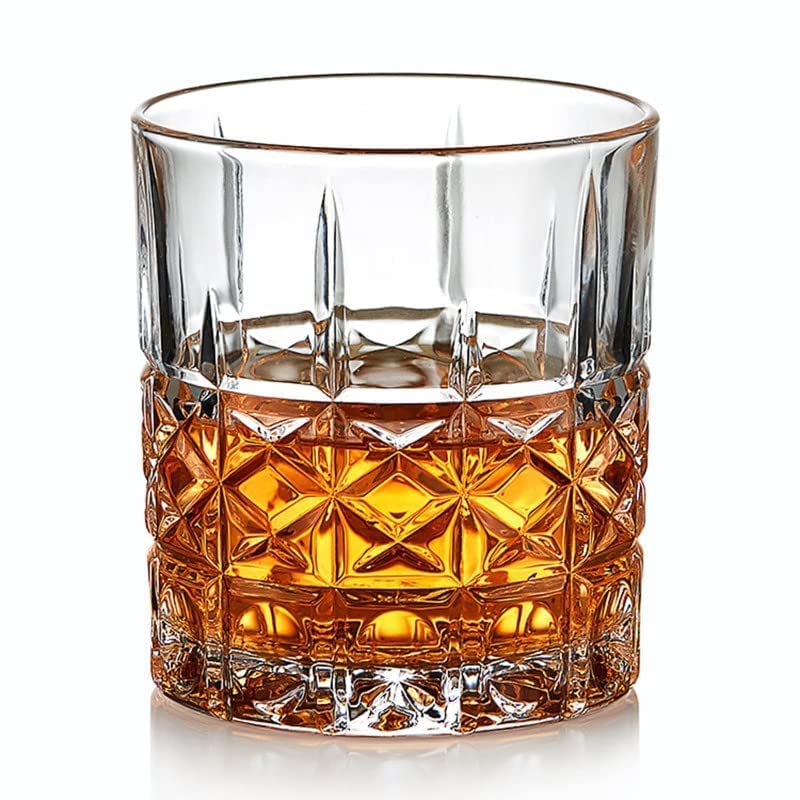 PATRANI FASHION Crystal Whiskey Glass 300 ML, Set of 4 Different Shape with Bottom Rocks Barware Set Diamond Glass Scotch, Bornbon, Cocktai Glasses and Brandy Drinks for Wine, Whiskey, Beer Glasses 3