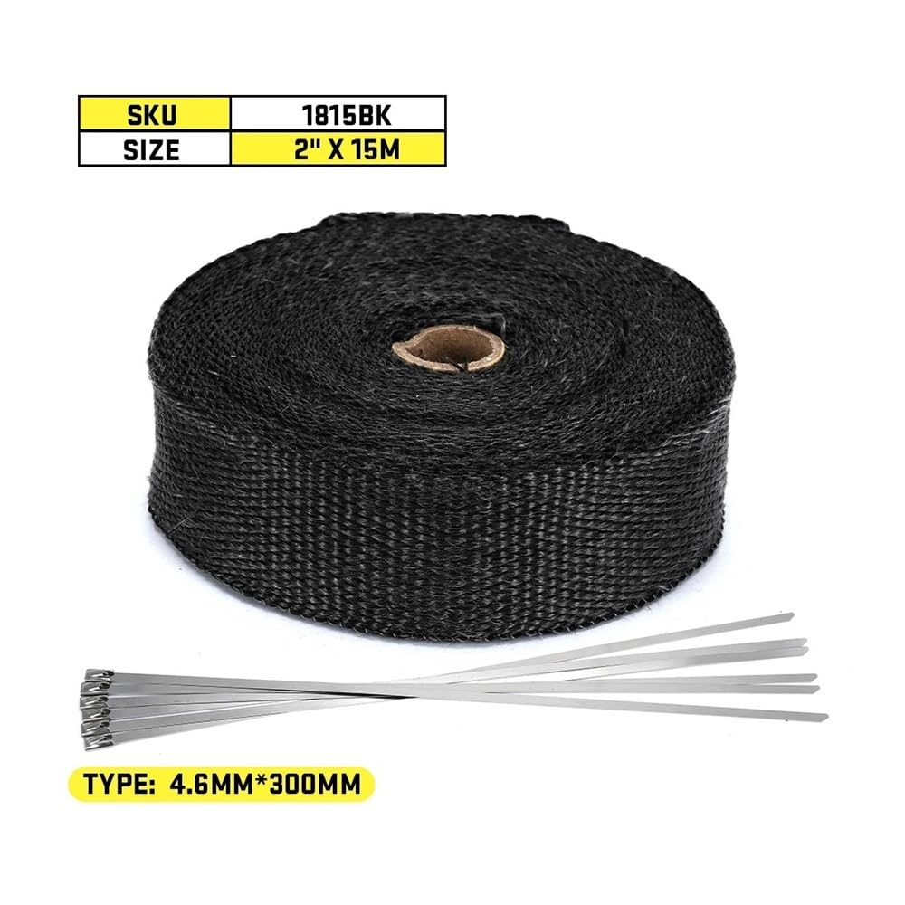 Zestaw termoizolacyjny do owijania spalin motocykla o szerokości 5 cm 5 M/10 M/15 M/20 M taśma termoizolacyjna z opaskami ze stali nierdzewnej(5x15 Titanium)