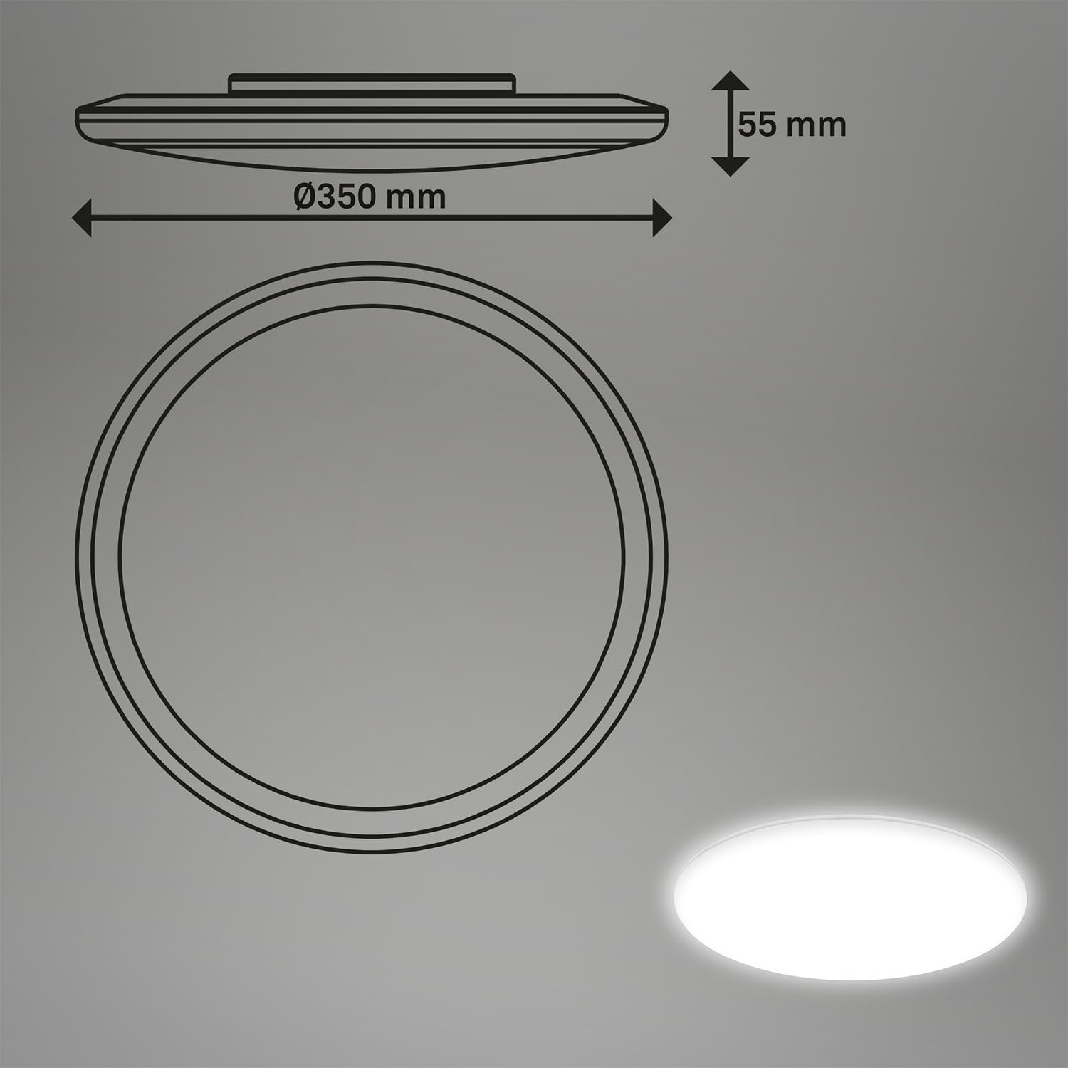 BRILONER - Plafonnier LED pour salle de bain avec lumière indirecte, protection contre la poussière et les éclaboussures, blanc neutre, panneau LED, cuisine, lampe pour pièce humide, 35x5,5 cm