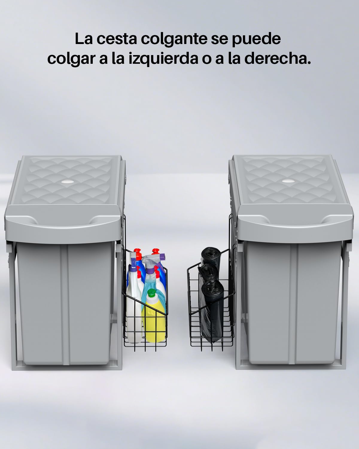 lovewind Cubo Basura Extraíble Bajo Fregadero 10L+20L, Cubo de Basura Cocina con Estructura de Acero y Guías Silenciosas, Cubos de Basura para la Cocina, para Muebles de 30 cm