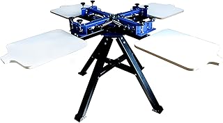 TECHTONGDA Screen Printing Machine 4 Color 4 Station Silk Screen Printing Press Machine Screen Printer 22X 18 Inch for T-Shirt DIY Printing Removable