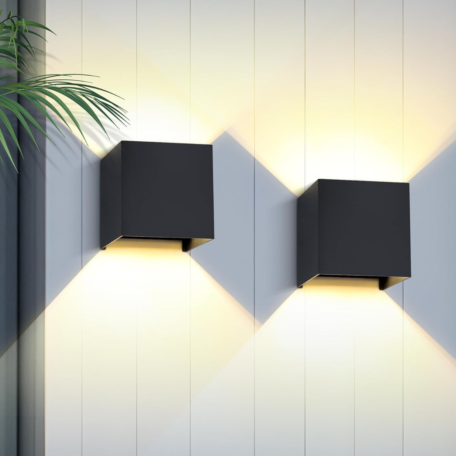 2 sztuki kinkietów zewnętrznych/wewnętrznych, z wymiennymi żarówkami LED G9, stopień ochrony IP65, 3000 K, 9 W,regulowany kąt świecenia, oświetlenie zewnętrzne na balkon, werandę, patio