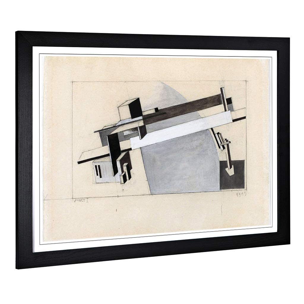 Big Box Art Framed Print of El Lissitzky The Bridge Design | Wall Art Picture | Home Decor for Kitchen, Living, Dining Room, Bedroom, Hallway, Office, Black, A2 / 24.5x18 Inch / 62x45cm