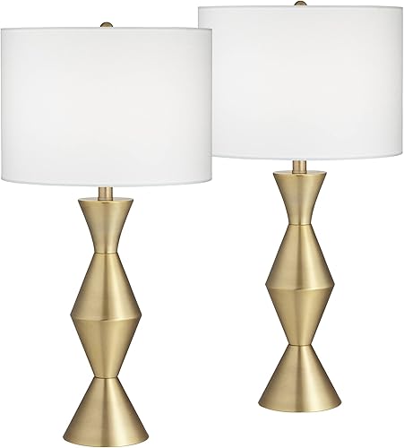 Miniatura 2 de 360 Lighting Elka - Juego de 2 lámparas de mesa glamorosas modernas de mediados de siglo con acabado de latón dorado, para sala de estar,