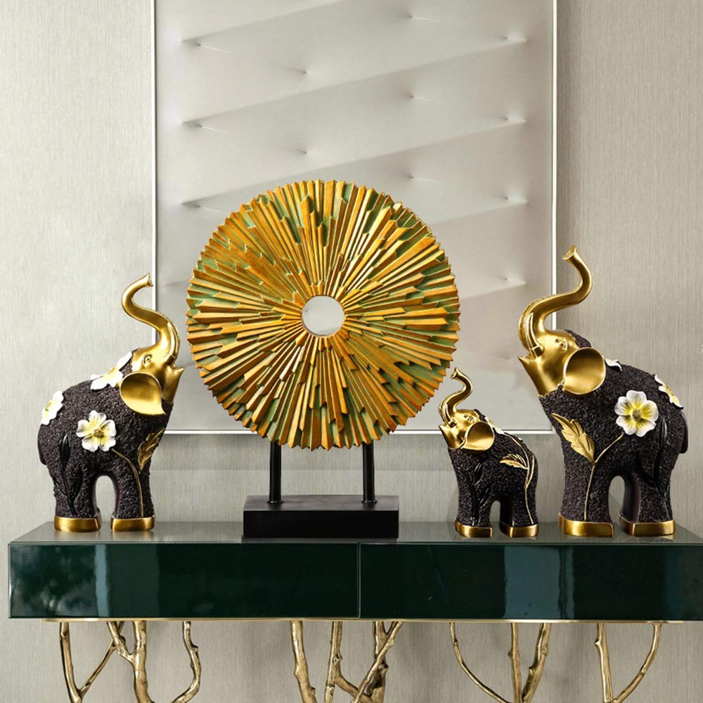 Estatuas Estatuas Riqueza Suerte Elefante Estatuilla Animales Home Office Decor Cumpleaños Felicitación Calienta de La Casa de Regalo (Juego de 2) (Color : C)