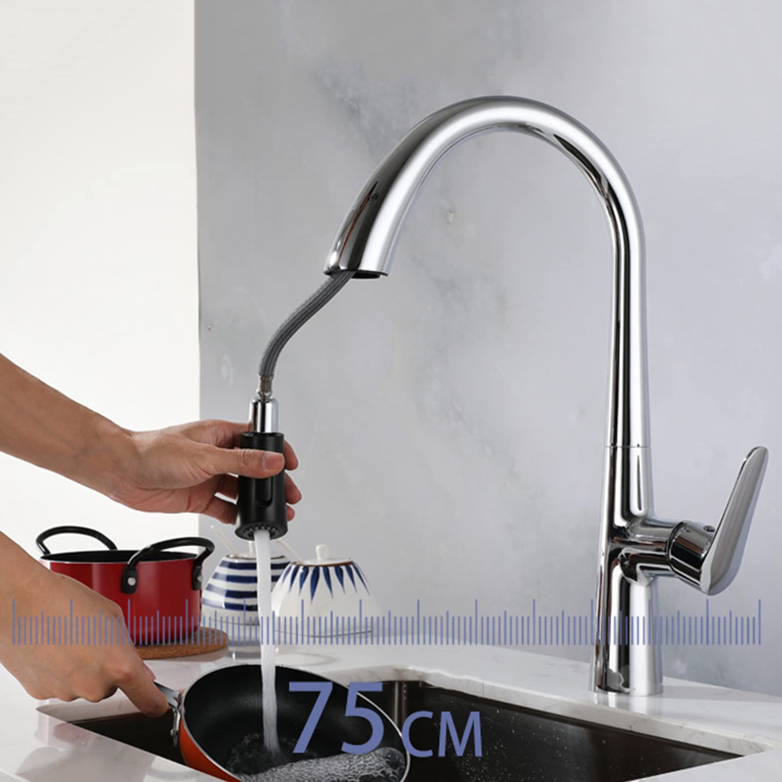 Rubinetto Cucina Con Doccia Estraibile Miscelatore Lavello 2 Getti 360 In Ottone Rubinetteria Monoforo Acqua Calda E Fredda Cromo 98823326
