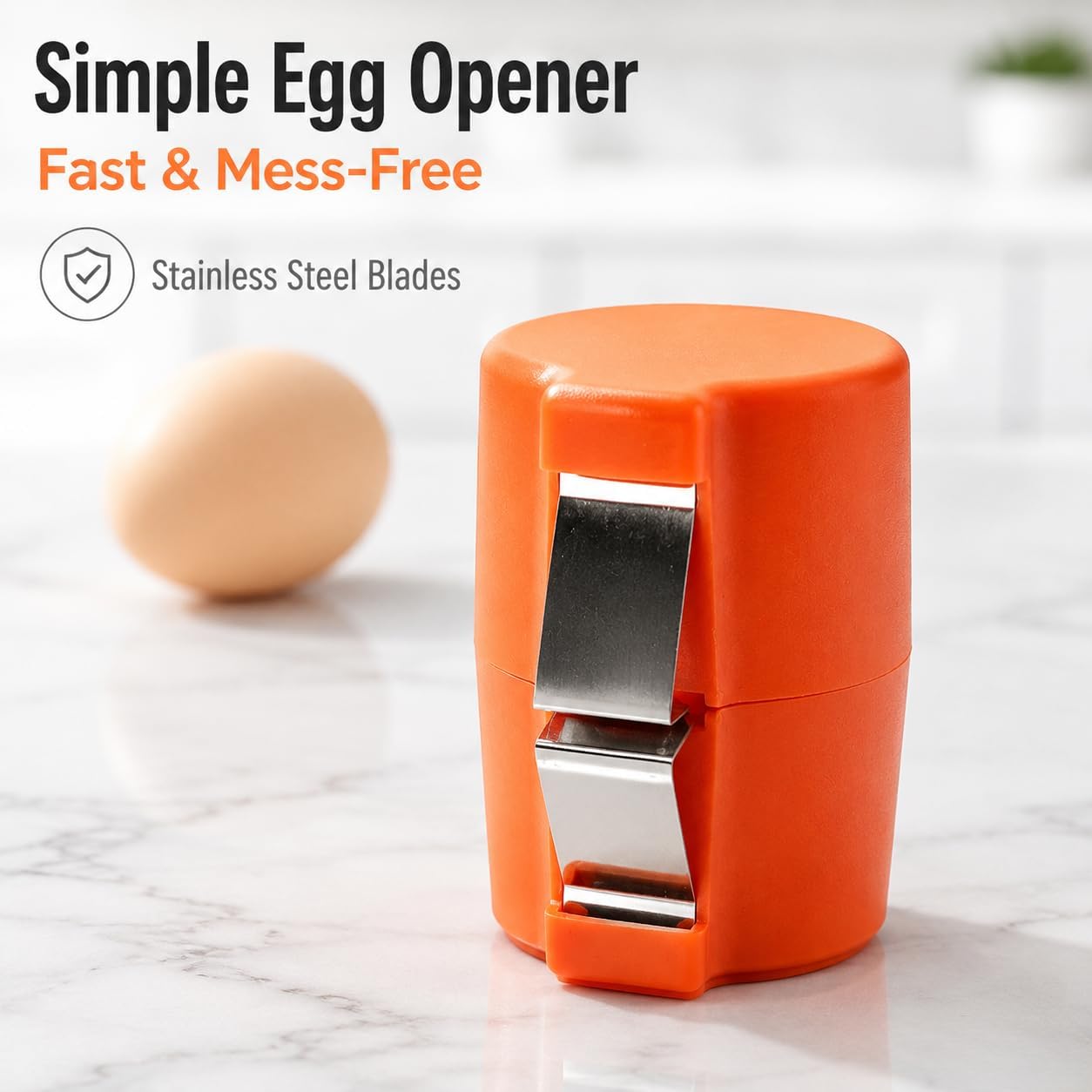 Handheld Egg Shell Opener, Eggshell Separator and Cutter, Food Grade PP Stainless Steel Egg Topper Cutter for Chicken Duck Eggs, Portable Lightweight Kitchen Gadget for Home Cooking Baking (orange)