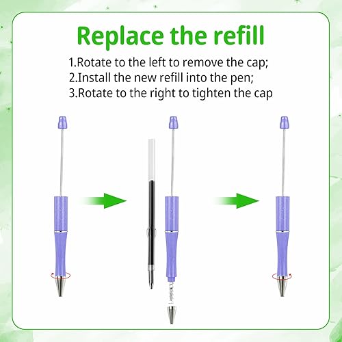 Miniatura 5 de 200 recambios de bolígrafos con cuentas, 0.039 in de tinta negra, repuesto reemplazable para bolígrafo de cuentas de plástico, regalo para