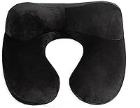 Vista 2 de Almohada inflable de viaje, soporte de almohada para el cuello para viajes, aviones, automóviles y oficinas con bolsa de transporte compacta, funda