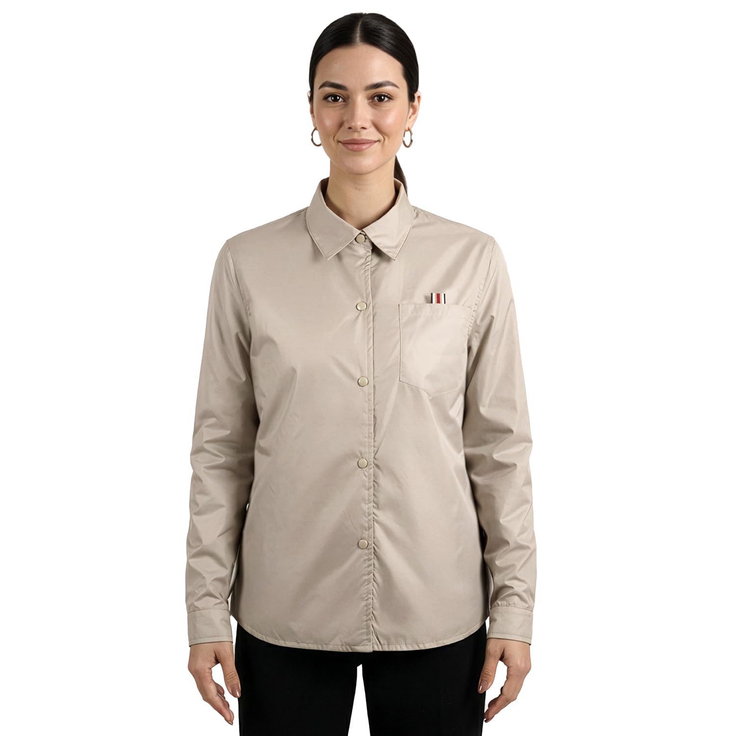 PERLETTI Giacca Camicia Impermeabile Antivento Donna - Interno Trapuntato Leggera Versatile con Bottoni e Tasche - Giubbino Antipioggia Overshirt Morbido e Ripiegabile Taschino Interno