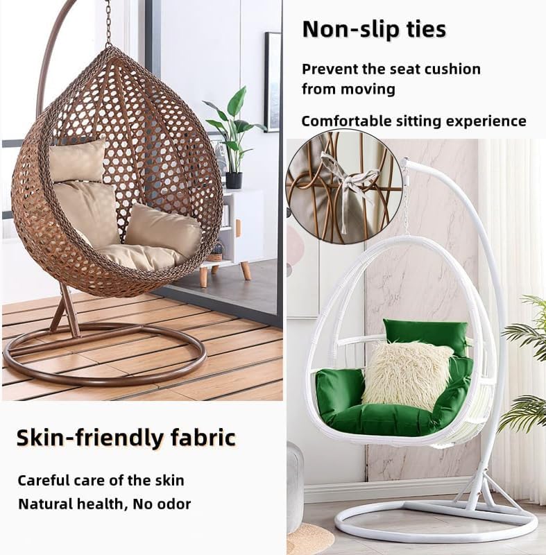 WUTTLE Chair Pads Hammock Swing Chair Cushion, Seat/Back Patio Cushions, Waterproof Indoor/Outdoor Pads with Ties, Fade-Resistant & Seasonal All Weather Replacement(Bright Orange)