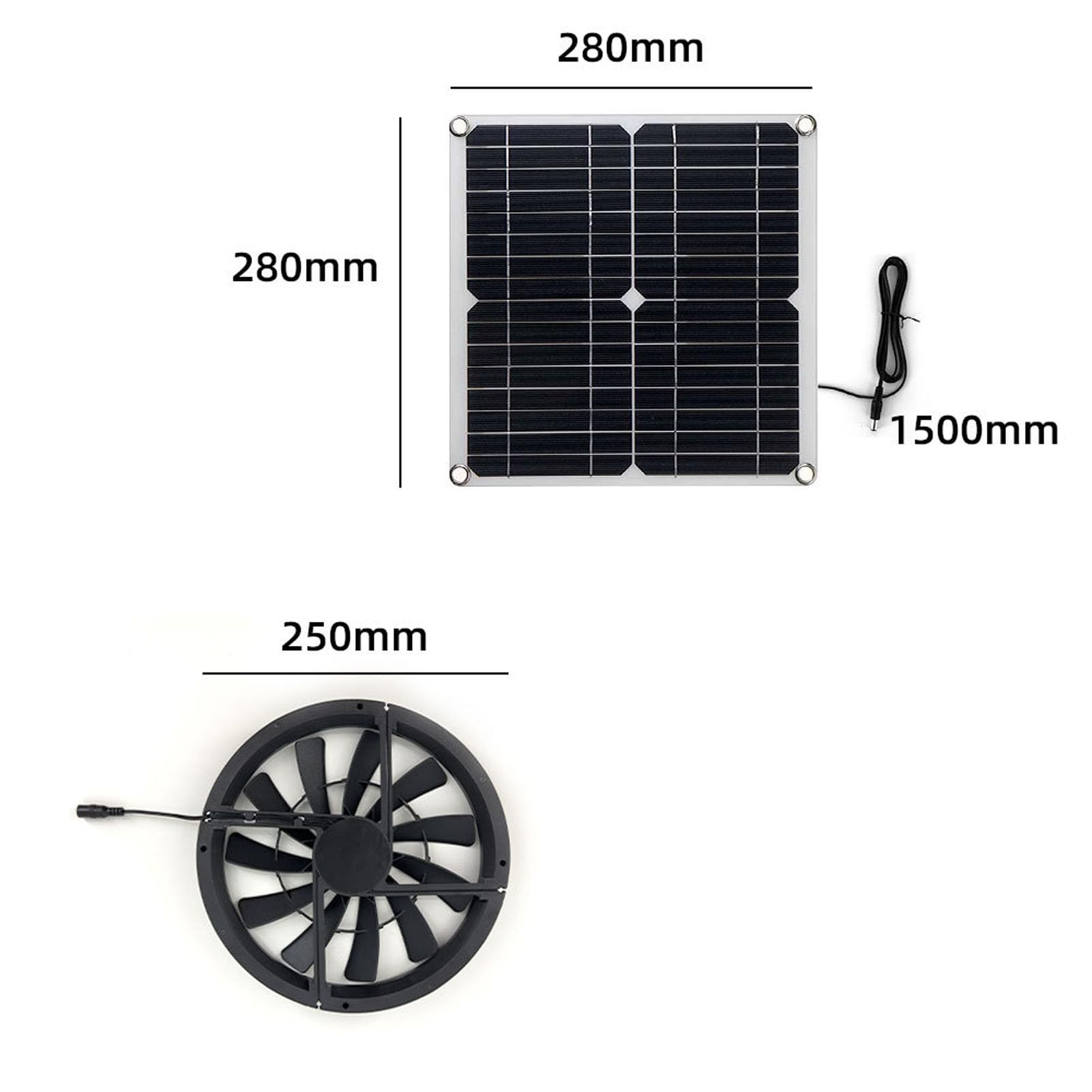 Kit de Ventilador de extracción Solar de 18 V y 12 W, Ventilador Solar Impermeable de Corriente Continua sin escobillas, Ventilador de refrigeración con Panel Solar Redondo para la