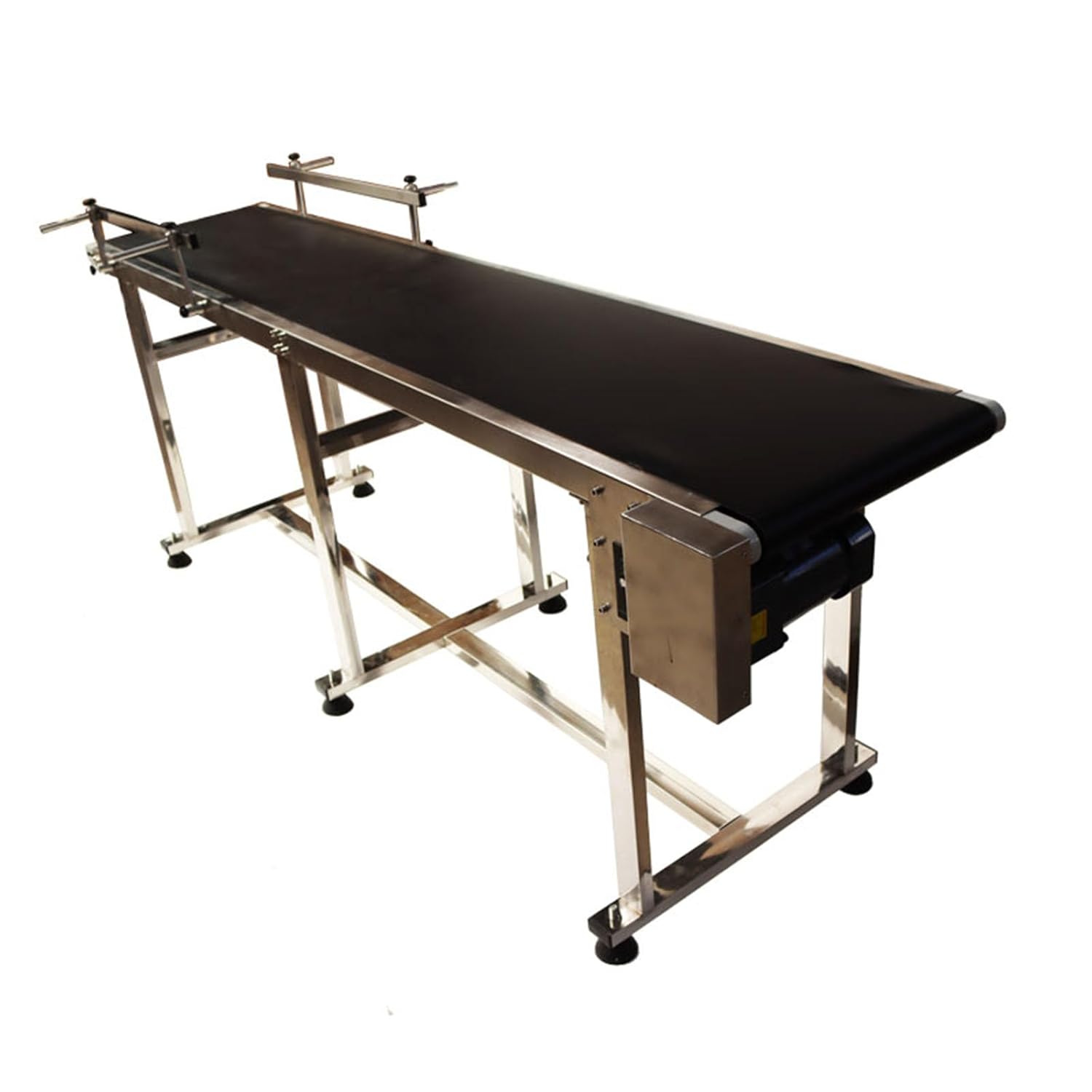 110V PVC Belt Conveyor with Double Guardrail, Conveyor Length 82.6inch Belt Width 15.7inch, Flat Conveyor Belt Systems with Anti-Static and Adjustable Speed for Industrial Transport