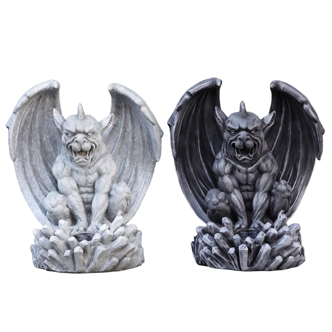 Luci per statuette da esterno, confezione da 2 statue di gargoyle di Halloween ad energia solare