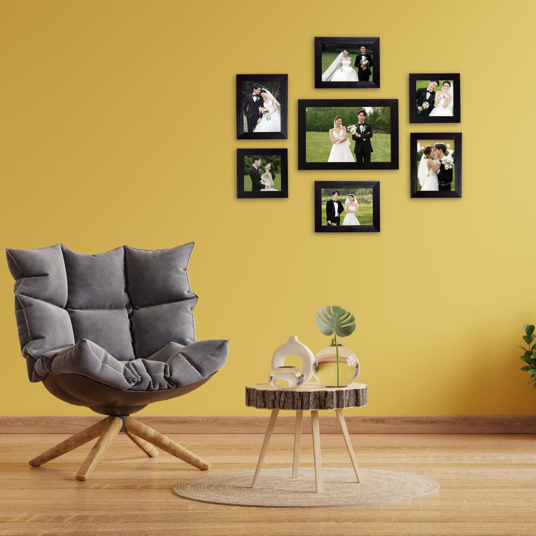 ARCANE DECOR™️ Photo Frames For Wall Decoration Set of 7 Black, Photo