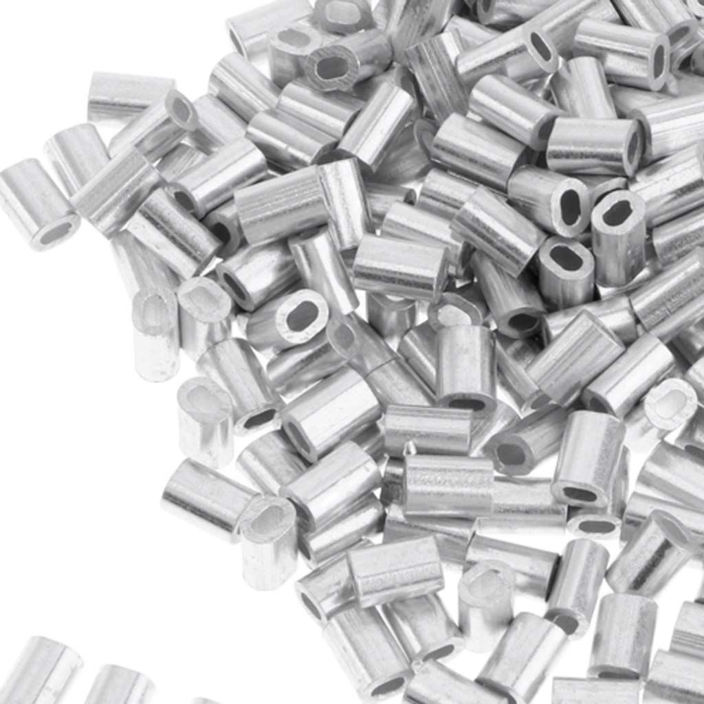 Leeadwaey Paquete de 100 piezas de aluminio para pesca con doble cañón de 0,8 mm