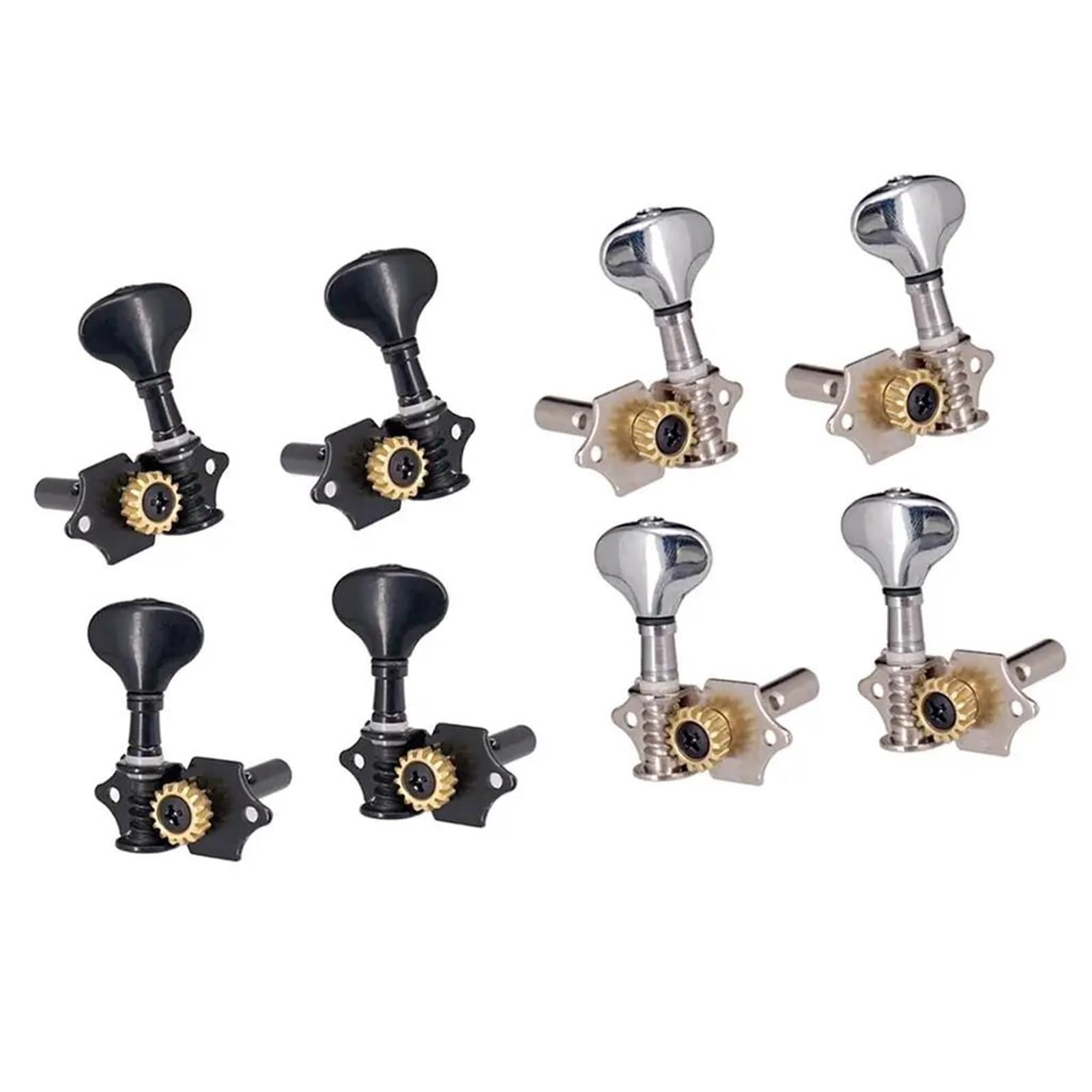 Meccaniche Per Chitarra 4 Pezzi 2R2L Ukulele Testa Della Macchina Accordatori Picchetti In Ferro Set Parti Di Ricambio Per Chitarra(Silver)