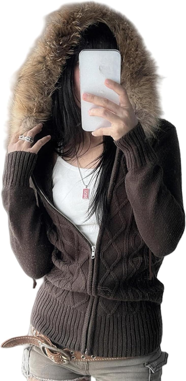 Sudadera con capucha y bolsillos con borde sin rematar para mujer estilo vintage informal estilo emo grunge para adolescentes primavera 2000
