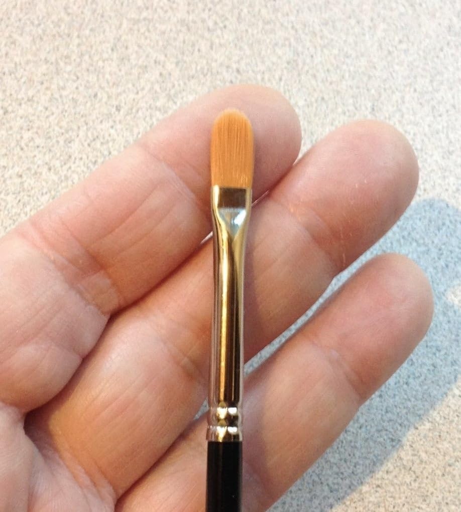 M00856 MOREZMORE 1pc Art Paint Filbert Brush #2 5.5mm Gold Taklon Flat Oval Brush 8