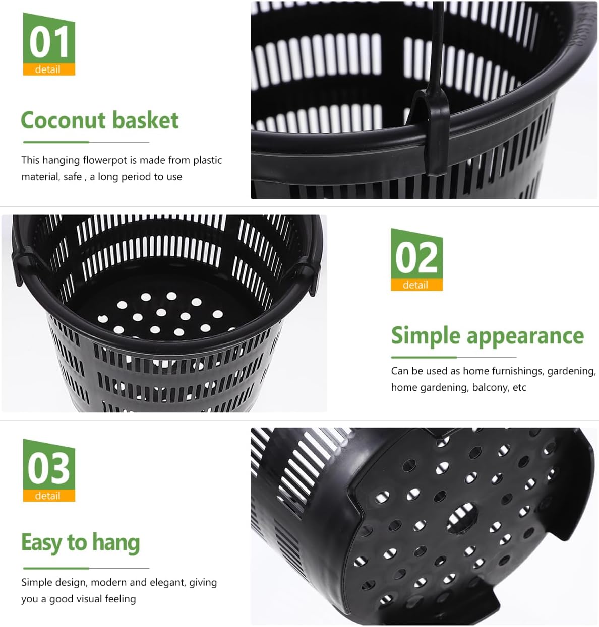Toddmomy Orchid Hanging Planter Plastic Pot with Hook Set for Indoor Outdoor Garden Balcony Succulent Plant Display
