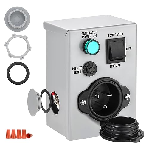 Miniatura 7 de Kohree Interruptor de transferencia de generador de 15 amperios y 125 V, caja de entrada de alimentación NEMA 5-15P, interruptor de transferencia