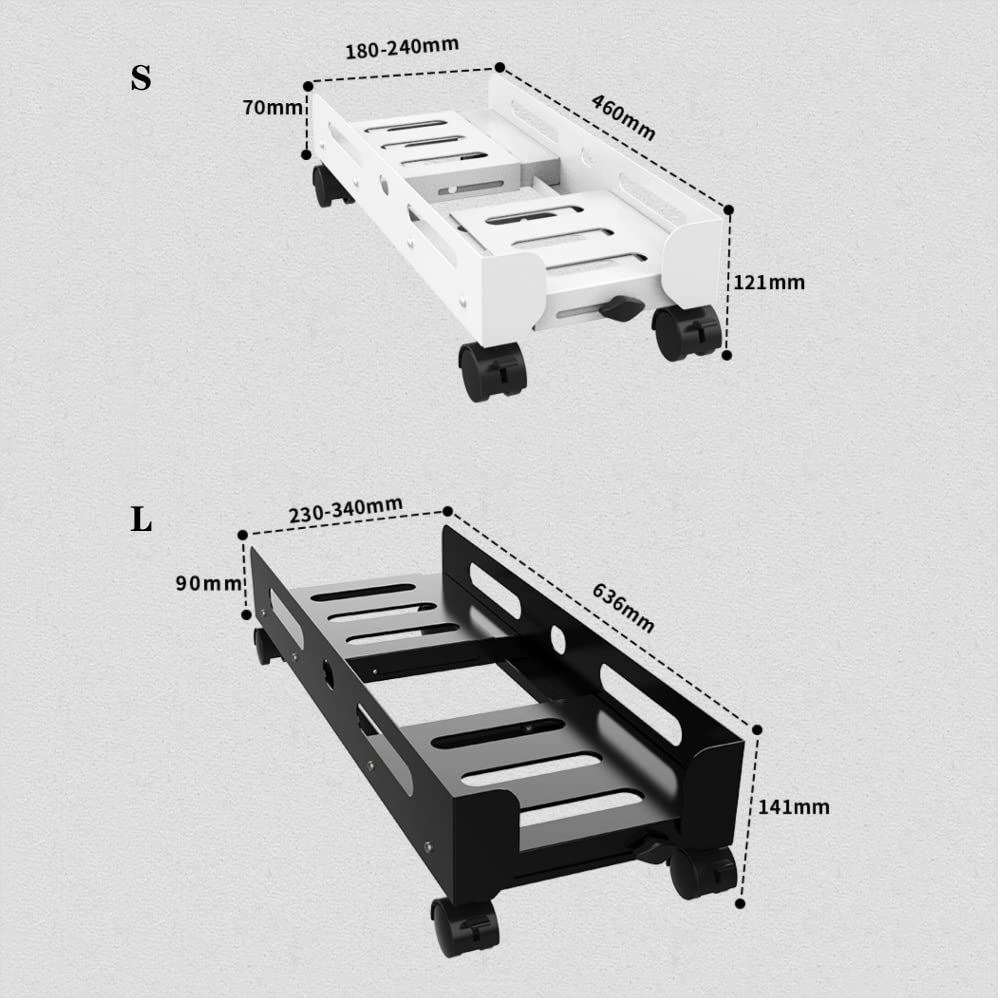 Soporte para CPU Torre para PC móvil con soporte ancho ajustable, acero, con ruedas giratorias miniatura 2
