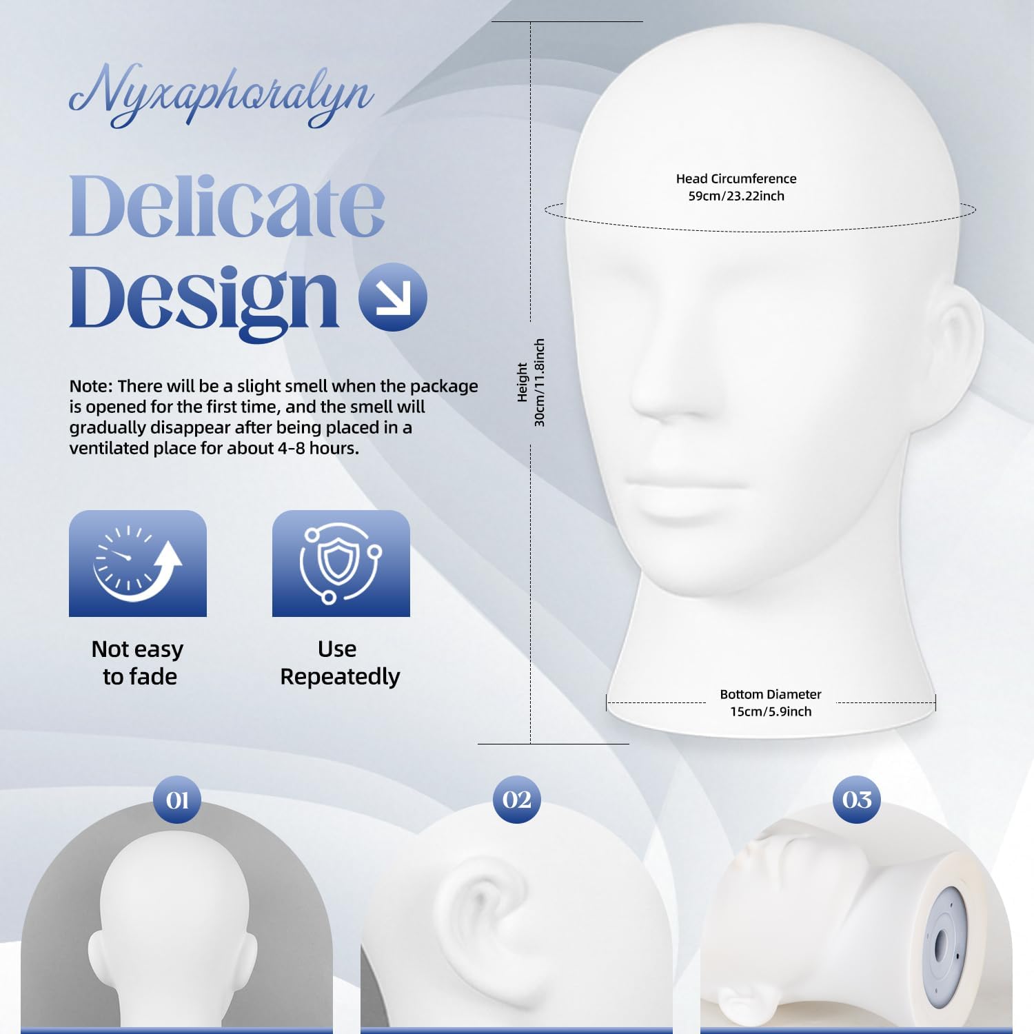 Male Mannequin Head with Stand – Realistic Wig Display Model for Hats, Scarves, Glasses & Hair Styling – Durable Male Head Display for Salon, Store or Xmas Home Decor (White)