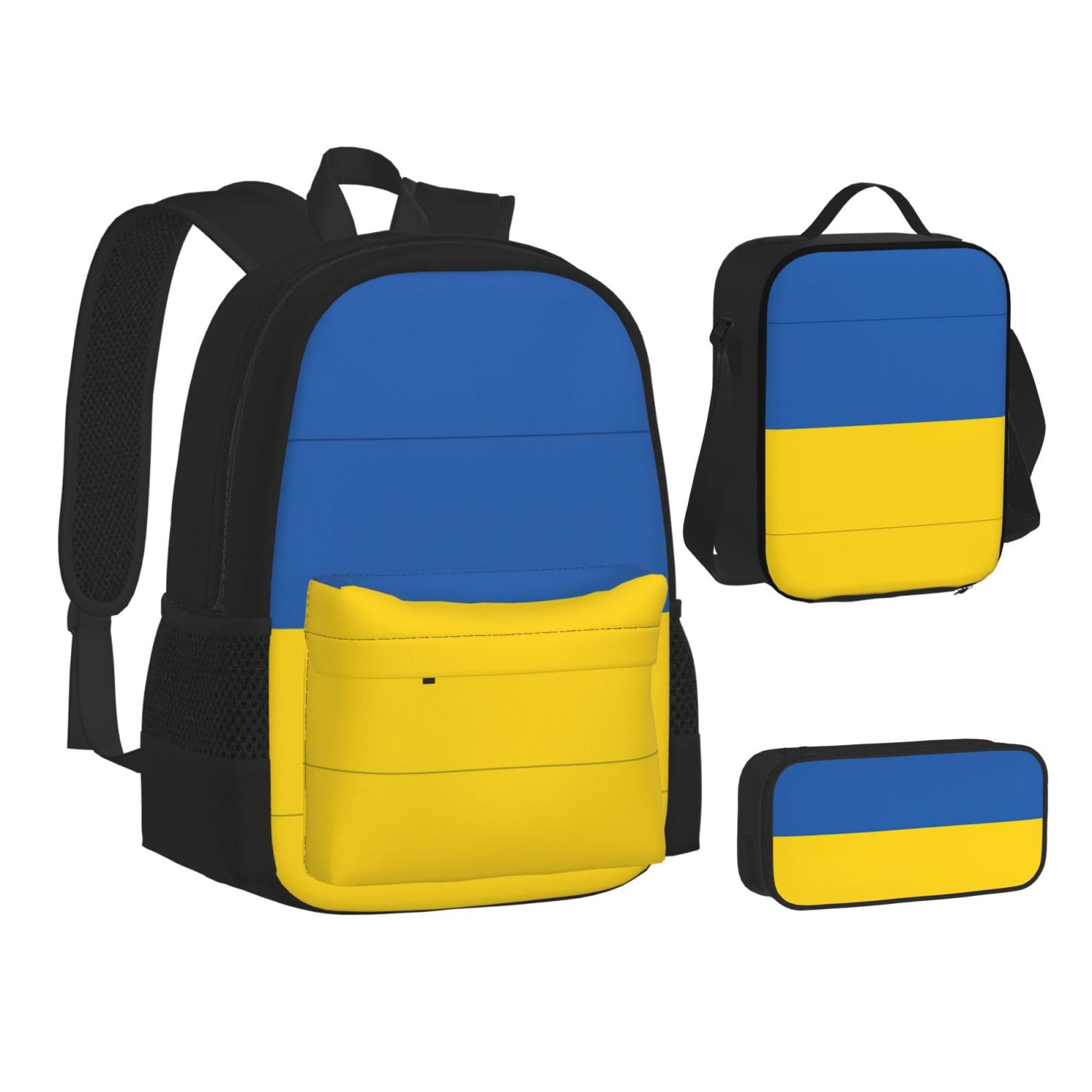 Flaga Ukrainy plecak dziecko chłopcy dziewczęta pudełko na lunch szkoła torba na książki zestaw uczniów szkoły student prezent, Czarny, One Size, Bagaż