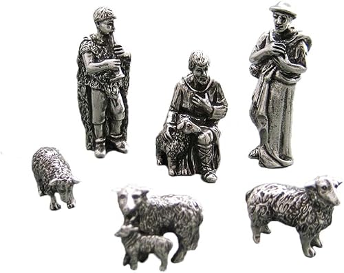 Miniatura 5 de DANFORTH - Belén completo para Navidad en interiores – Belén de peltre hecho a mano con tribuna de madera, fabricado en Estados Unidos