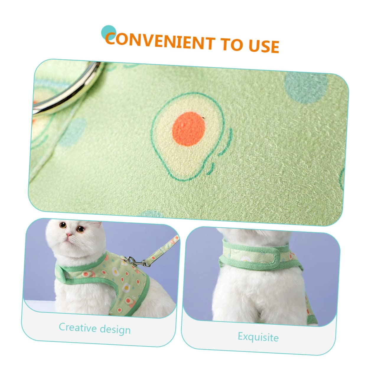 Happyyami 3juegos Arnés De Malla con Estampado De Aguacate para Gatos Ligero y Resistente para Paseos y Entrenamiento