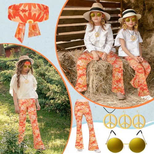 Jenaai 7 Pcs Disfraz Hippie para Niñas Set miniatura 6