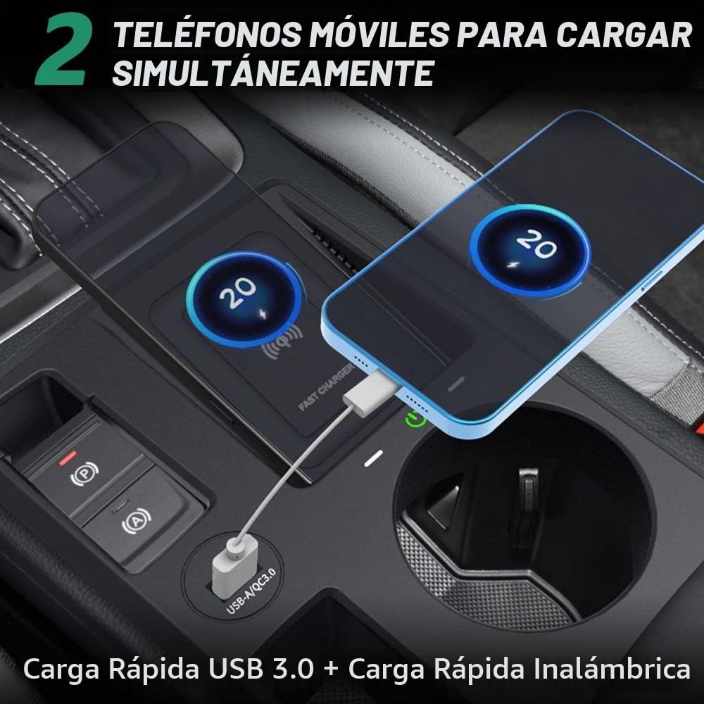 Cargador Inalámbrico Coche para Audi Q3 2019-2022/Q3 Sportback 2020-2022, 15W Qi Carga Rápida Auto Teléfono Cargador para Audi Q3 Consola Central Accesorios, Regalo para Audi Propietarios