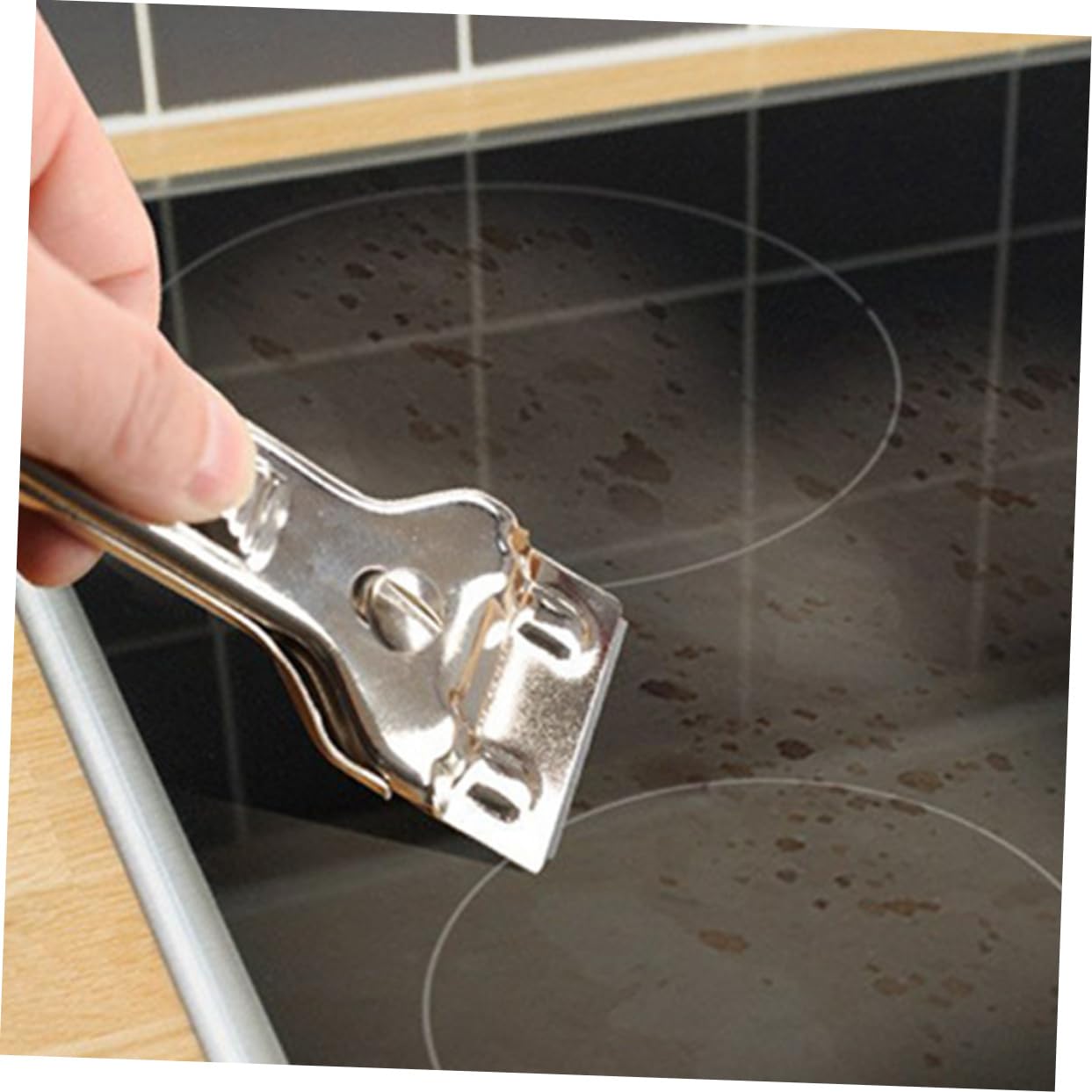 Cabilock 3sets Raschietto Vetroceramica Professionale per Pulizia Superfici Induzione e Ceramica Strumento AntiGraffio Inossidabile Facile da Usare e Resistente