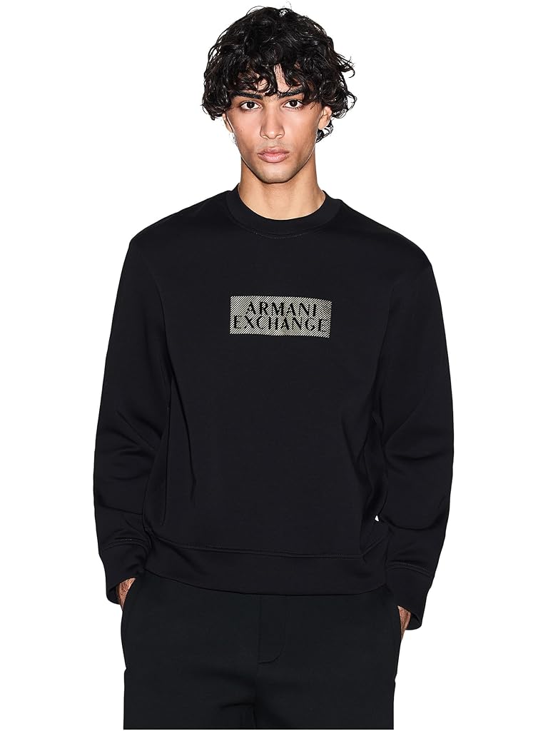 Black Armani Exchange Gold Detail Pullover Sweatshirt