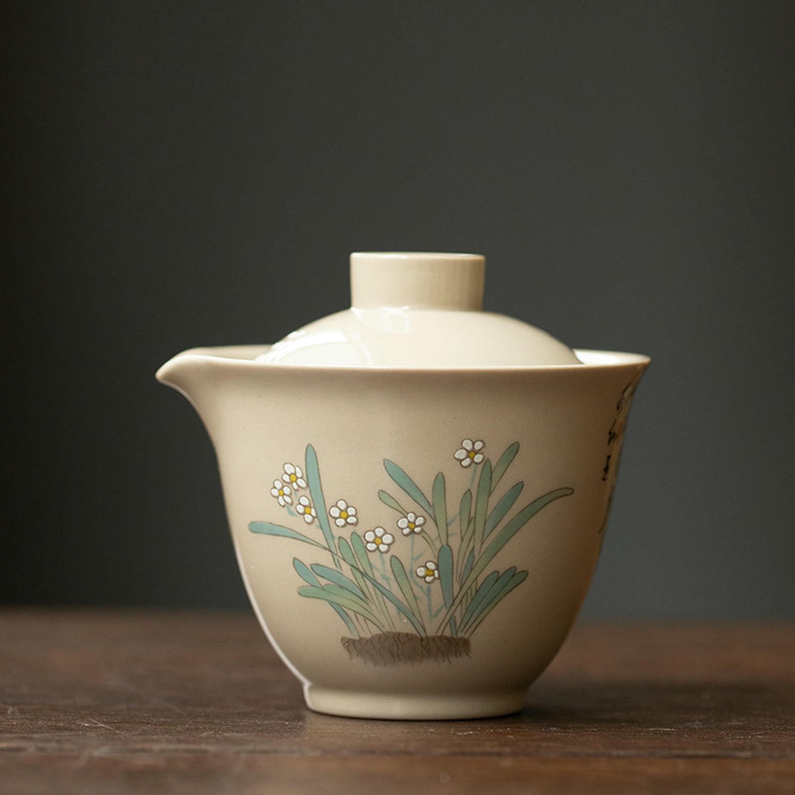 Chiński retro czajnik z jesionowego drewna, przenośny japoński ceramiczny zestaw do herbaty kung fu - Narcyz