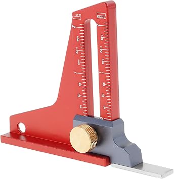 Precision Woodworking Height Gauge - CNC-Machined Aluminum Alloy Depth Measuring Tool with Dual Metric/Inch Scales for Table Saw, Router Table & Drill Press - 0-2" Adjustable Setup Block