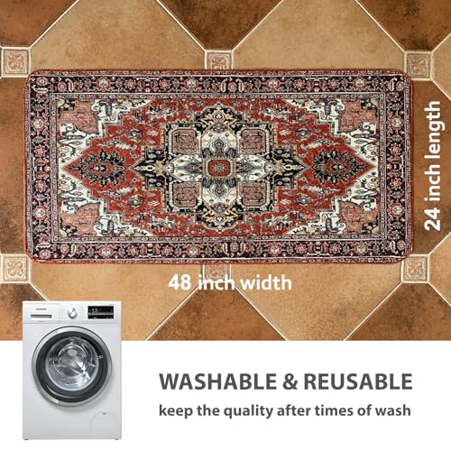 Image of nunubaby Washable Pee Pads for Dogs, Stylish, Non-Slip and Leak-Proof Pee Pads. Reusable Potty Pads for Dogs for Crates and Floors.(Red /Rect,24 inch x48 inch )