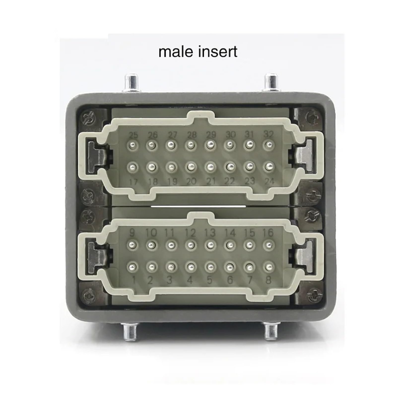 HDC-HE-032-1/2 Conector rectangular resistente de 32 pines de núcleo impermeable para la industria 500 V 16 A (línea lateral)
