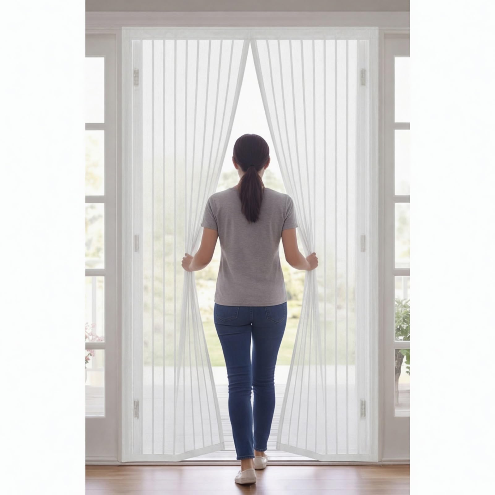 Moustiquaire porte fenêtre 162x280 cm blanc avec aimants rideau anti mouche