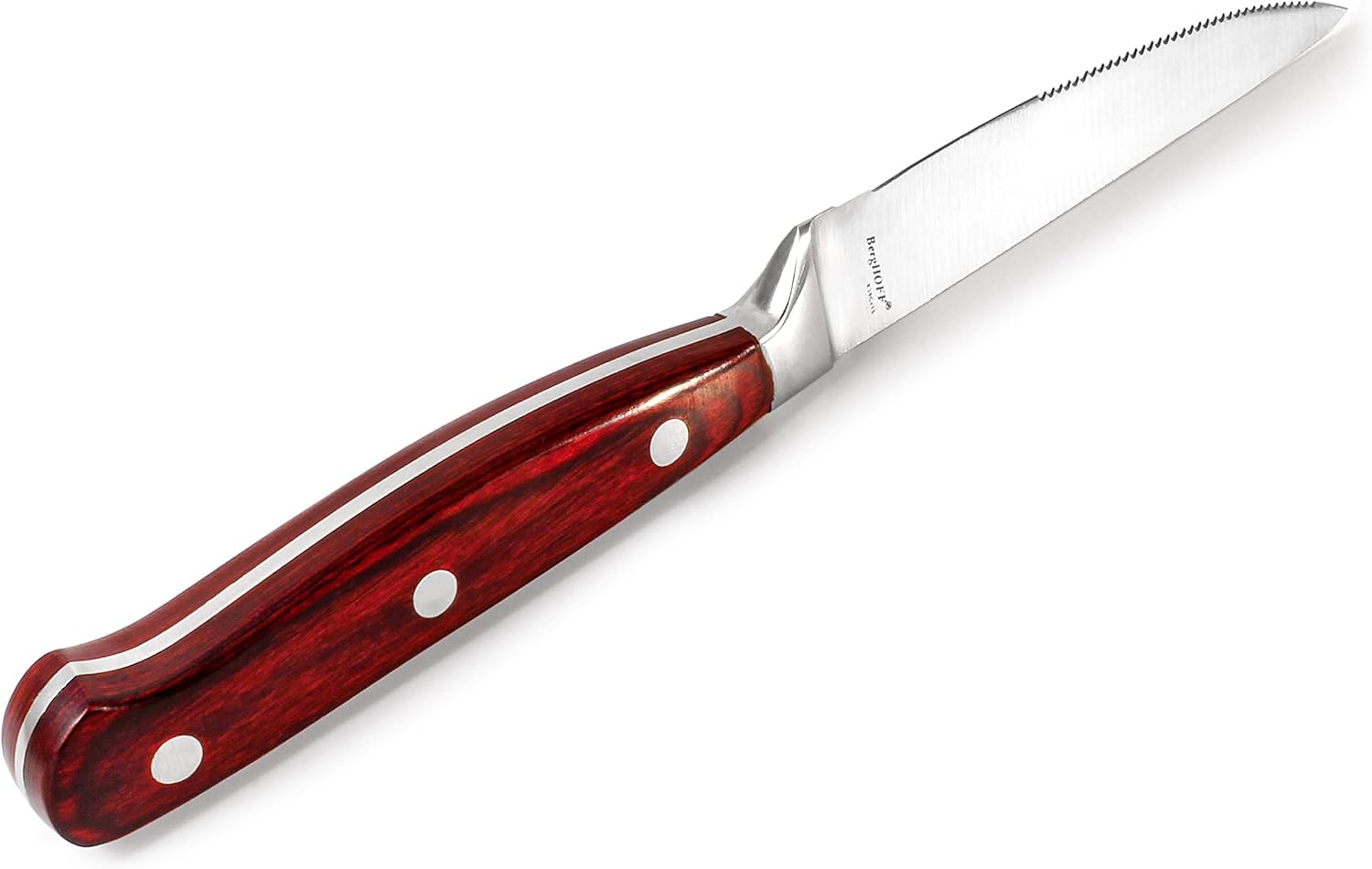 Berghoff Pakka 18/10 Stainless Steel Set of 4Pc Steak Knives 4.75" Ergonomically Designed Wood Handle Corrosion Resistant Sharp & Well Balanced Lightweight Long Lasting Polish Surface Finish