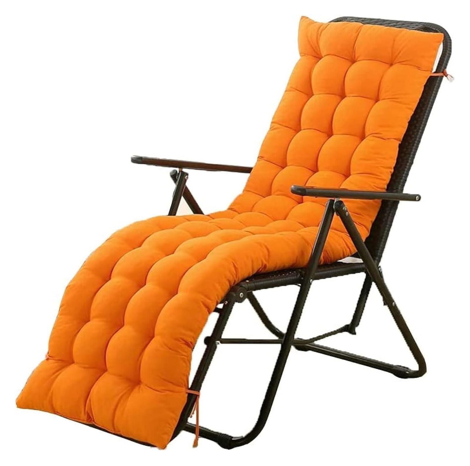 QAUUCP Bench Pad Cushion Sun Lounger Chair Cushions, Patio Chaise Outdoor Mattress Recliner Quilted Thick Padded Seat Cushion Reclining(Orange)
